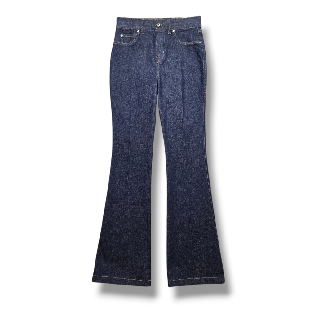 Spanx Flare Jeans Womens Medium Raw Indigo Wash High Rise Pull On EveryWear - Picture 1 of 11